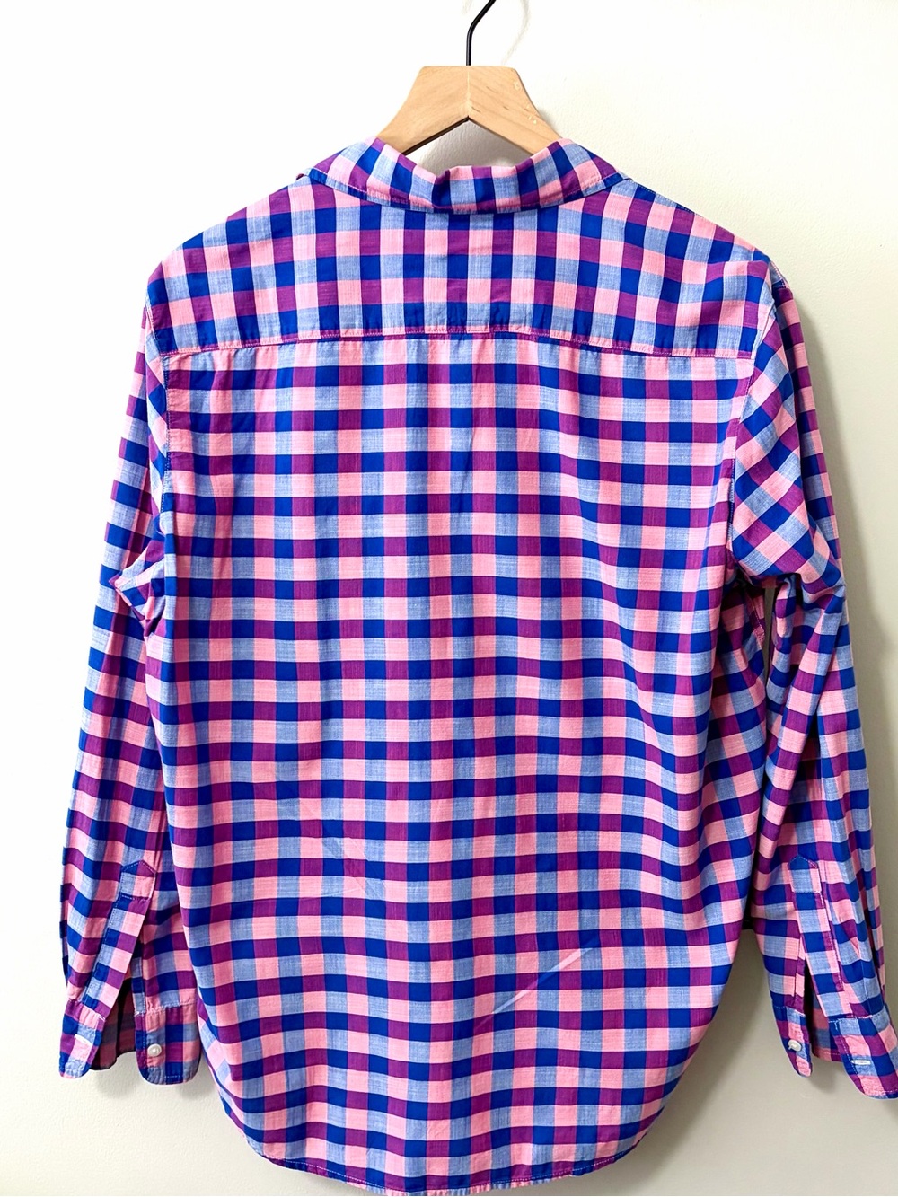Frank & Eileen The Eileen Relaxed Button Up Shirt Italian Cotton Pink Blue Plaid - Picture 7 of 13
